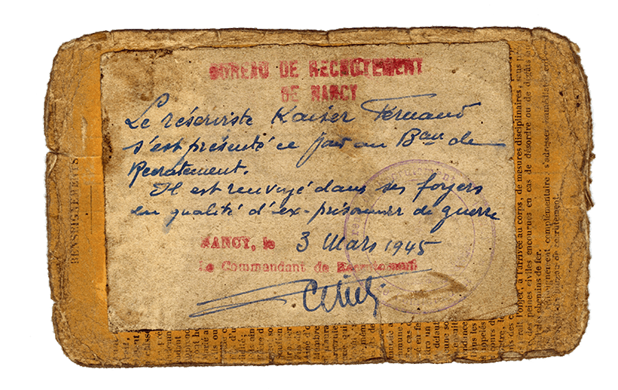 Fernand Kaisier - réserviste ancien prisonnier de guerre - mars 1945- verso04052017