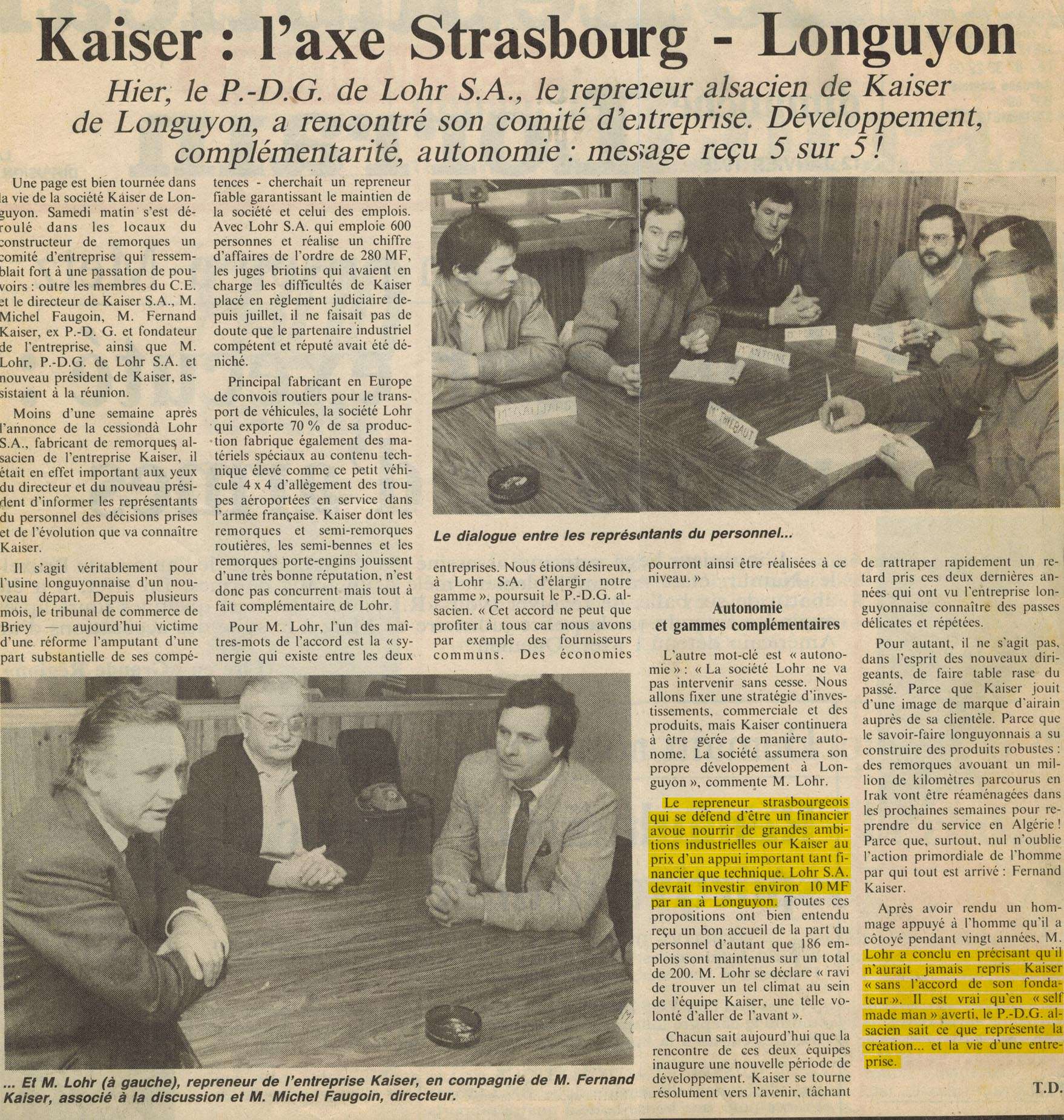 Lohr explique comment Kaiser va évoluer dans les prochaines années